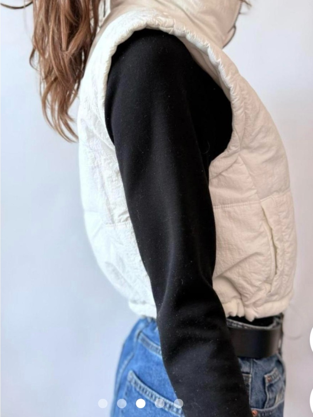 Women's Cream Quilted Puffer Vest - Lightweight Layering